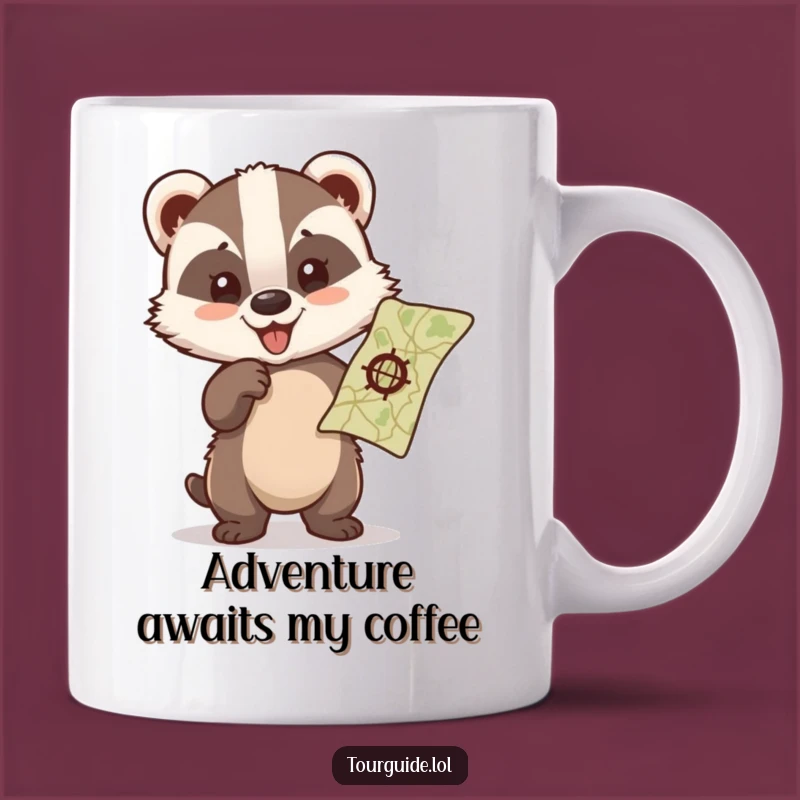 Funny Badger Cub Map Mug: Hilarious Adventure Gift for Explorers & Animal Lovers