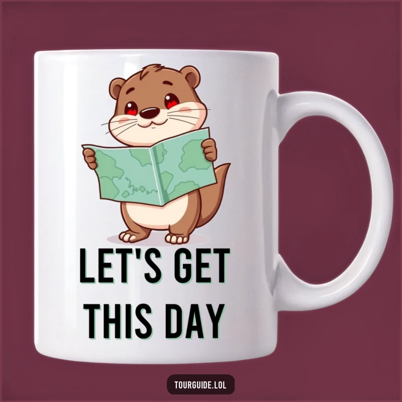 Funny Otter Map Mug: Enthusiastic Guide, Perfect Humorous Adventure Gift