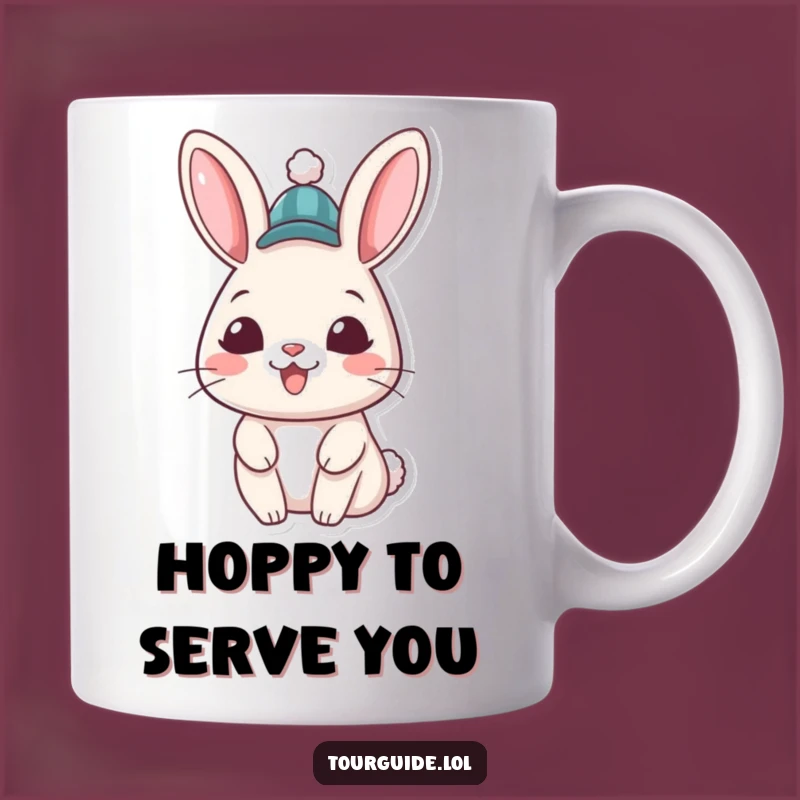 Funny Rabbit Hat Mug: Cheerful Welcome, Perfect Humorous Greeting Gift