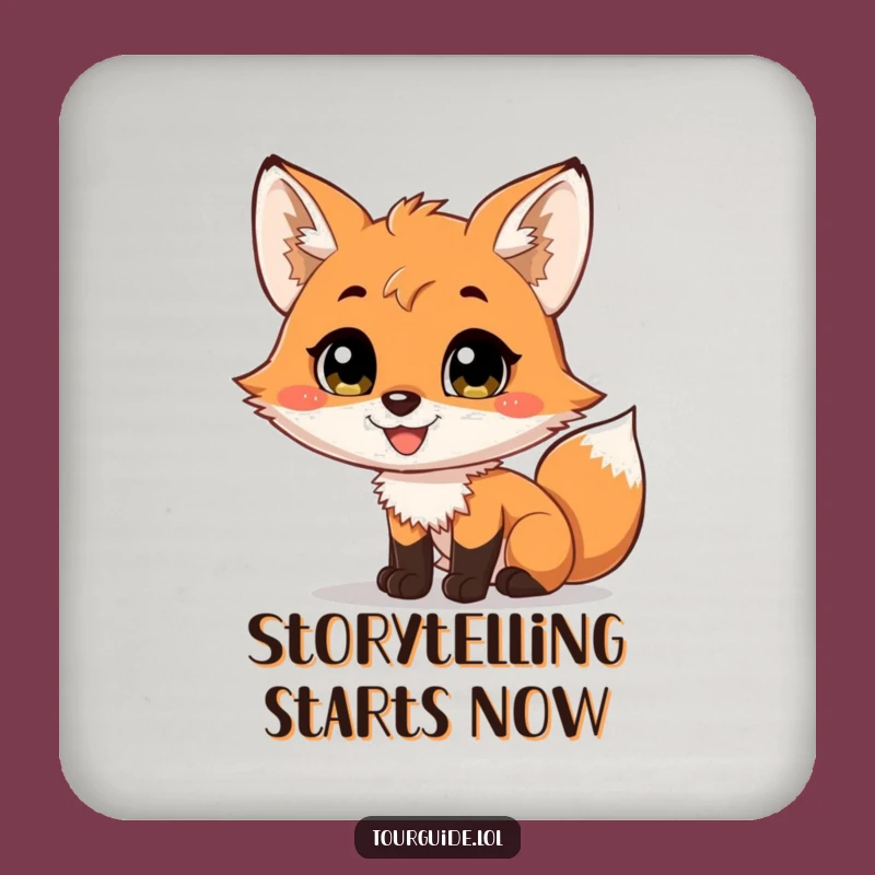 Funny Fox Cub Coaster: Protect Surfaces with Hilarious Storytelling Art
