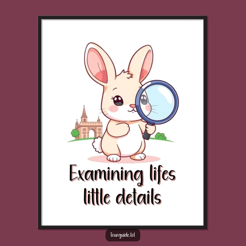 Funny Free Printable Wall Art: Investigating Rabbit with Magnifying Glass Decor