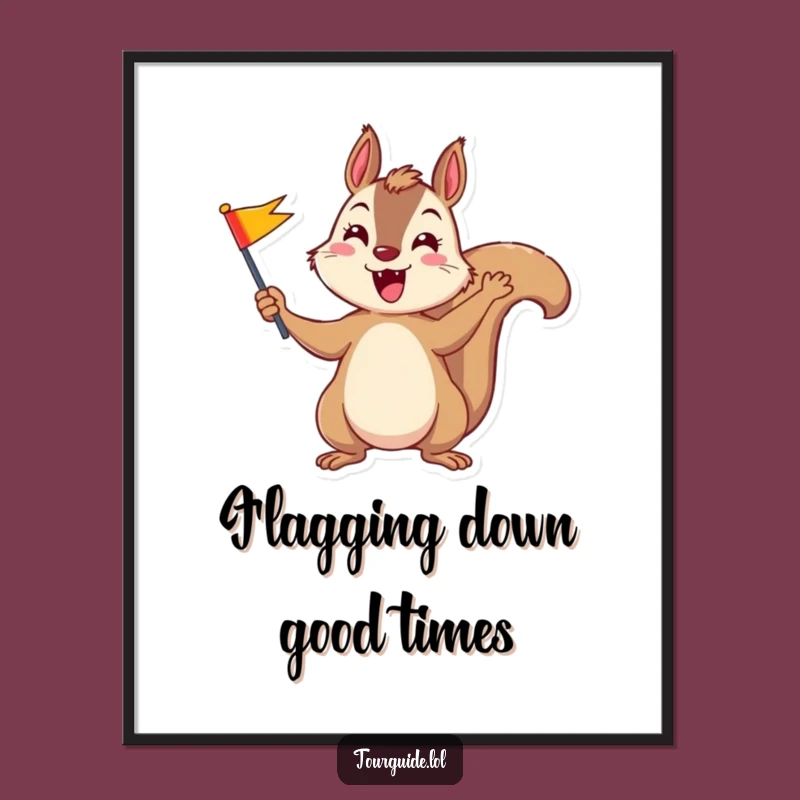 Funny Free Printable Wall Art: Festive Squirrel Flag for Cheerful Decor