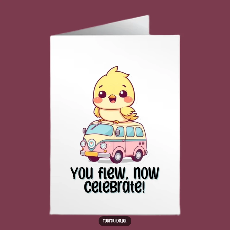 Free Printable Congrats Card: Bird Bus Cub - Funny Downloadable Celebration